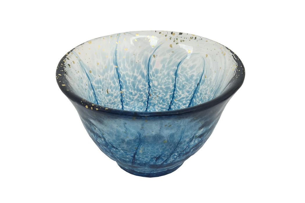 Aderia Glass Sake Cup (Navy) / アデリア 庄内クラフト 花つづり 盃 藍 [F-70443]