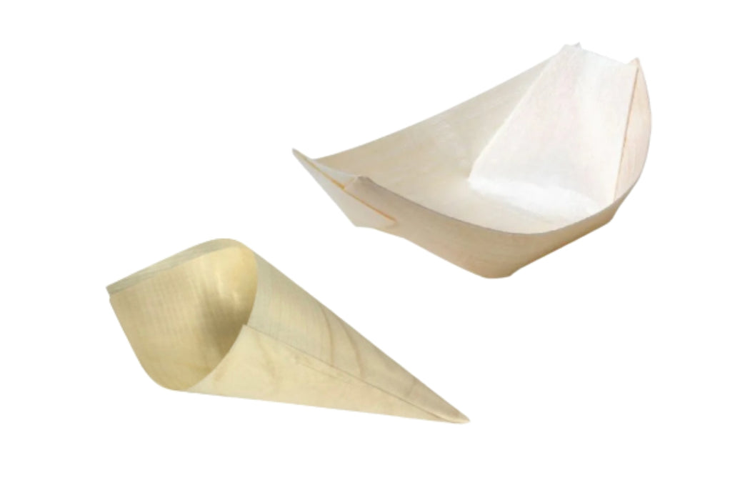 Poplar Boat Plate・Cone-shaped Wood Veneer / ポプラ舟皿・コーン型経木