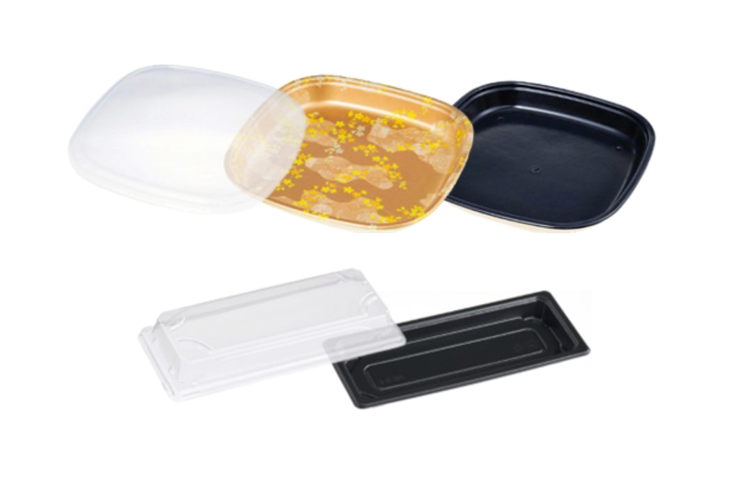 Square Sushi Tray / Container (w Lid) / 寿司桶 角桶 バガス寿司容器 蓋あり