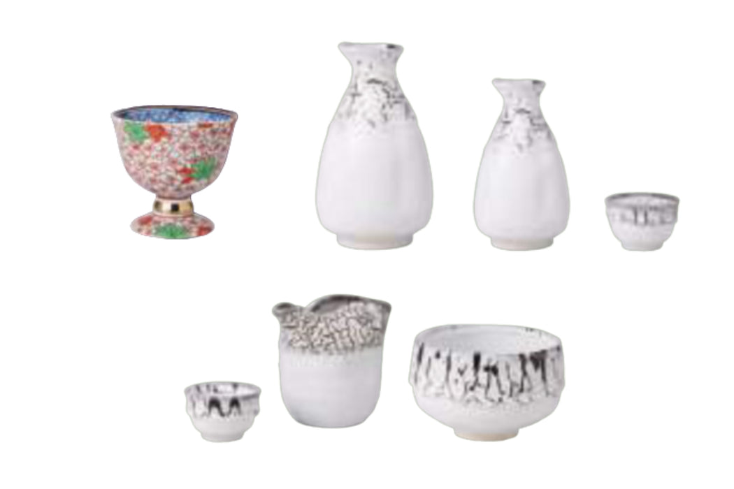 Sake bottle cup server  / 冷粉引き黒流し ぐい呑 高台小鉢 冷酒器