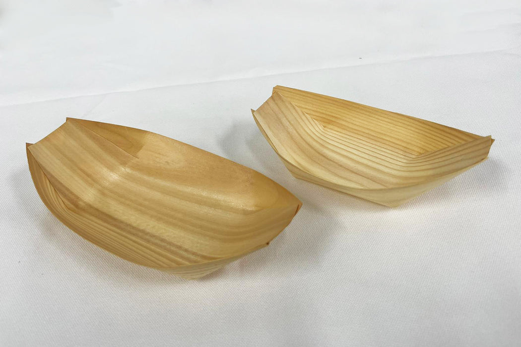 Wood Strip Boat Sushi Tray (small) / 木製舟形トレー [SP4]